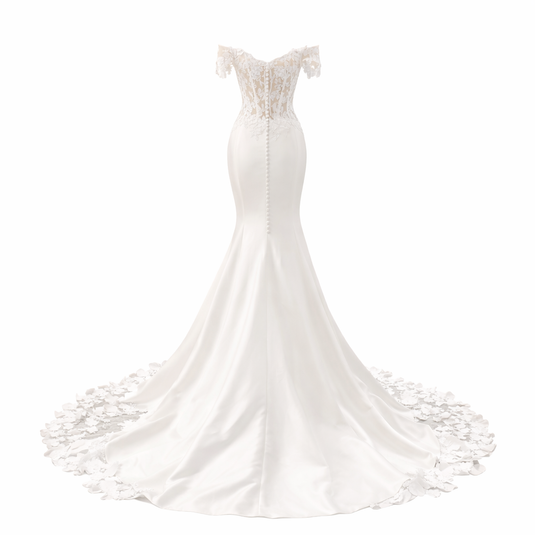 Chandela | Off-Shoulder Havfrue Brudekjole med Blonder