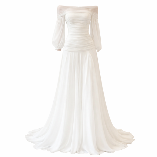 Fanan | Off-Shoulder Elfenben Havfrue Brudekjole