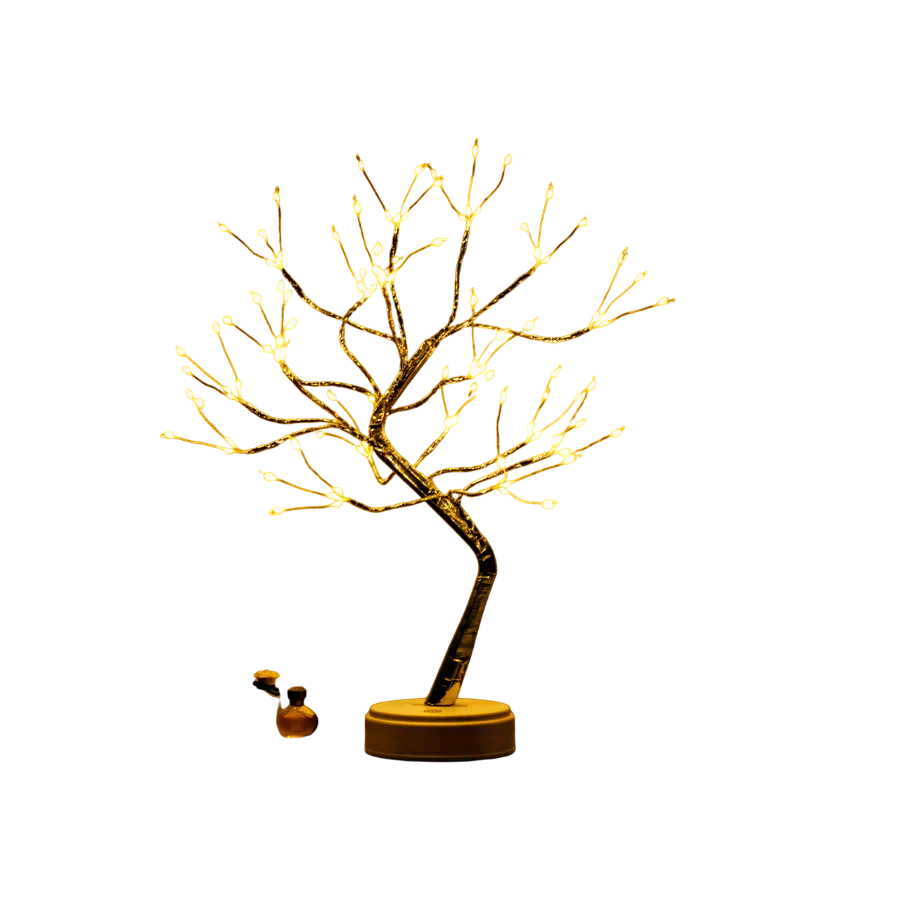 ShineMora - Elegant LED Trælampe med 108 Glimtende Pærer