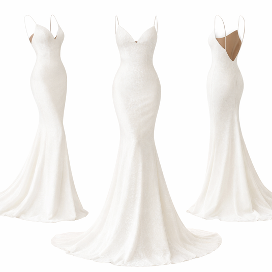 Sophia | Hvid V-Hals Havfrue Brudekjole