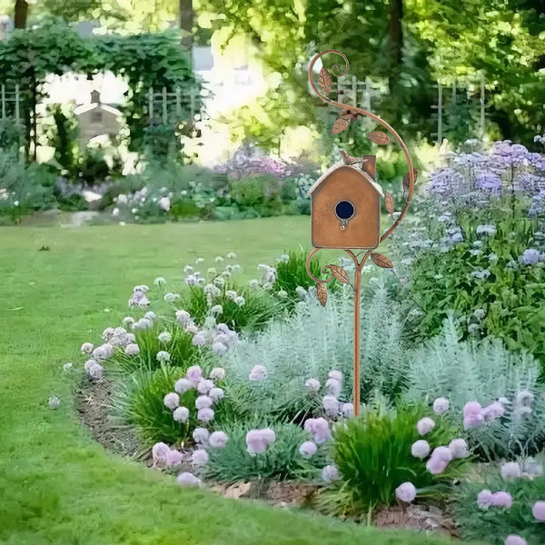 Cozyra - Featherhaven Metalen Vogelhuisje met Paal Duurzame Tuindecoratie