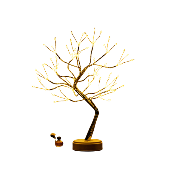 ShineMora - Elegant LED Trælampe med 108 Glimtende Pærer